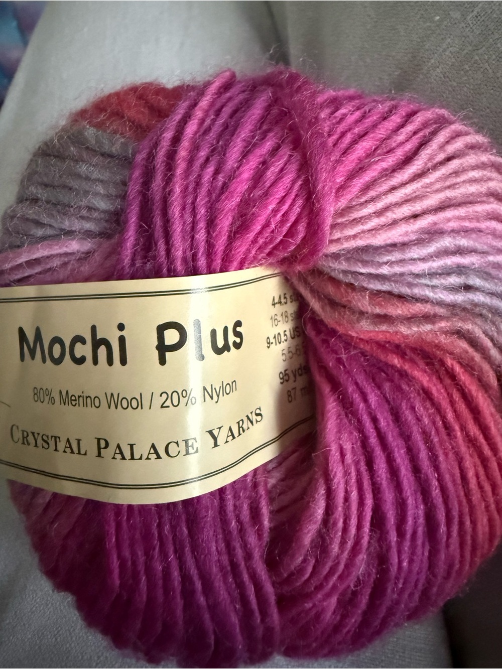 Yarn, Crystal Palace Mochi Plus Gradient Pink Merino Yarn